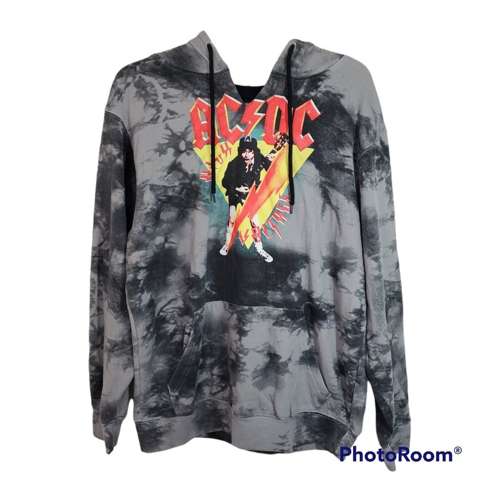 AC/DC High Voltage Rock Metal Music Retro Tie Dye Hoodie Sweatshirt Medium